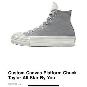 Custom Grey and White Platform Converse Size 7